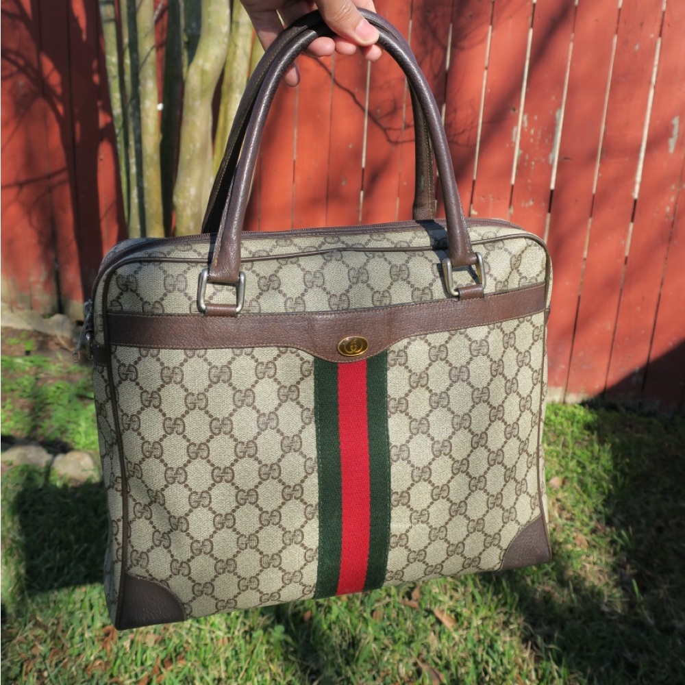 Authentic Vintage Gucci Canvas & Leather Tote
